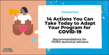 14 Actions You Can Take Today to Adapt your Program for COVID-19: Recommendations from FP/RH Advisors
