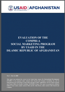 Evaluation of the COMPRI-A Social Marketing Program by USAID in the Islamic Republic of Afghanistan