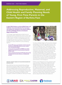 Addressing Reproductive, Maternal, and Child Health and Family Planning Needs of Young, First-Time Parents in the Eastern Region of Burkina Faso