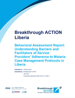 Cover Page of Document Malaria Case Management Protocols in Liberia