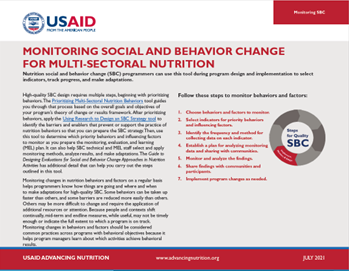 Monitoring Social and Behavior Change for Multi-Sectoral Nutrition