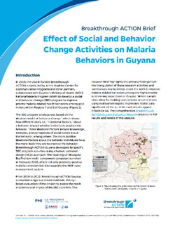 Effect of Social and Behavior Change Activities on Malaria Behaviors in Guyana
