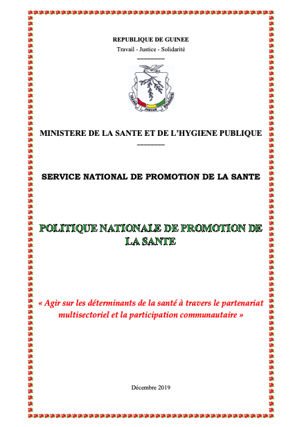 POLITIQUE NATIONALE DE PROMOTION DE LA SANTE