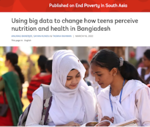 Using big data to change how teens perceive nutrition and health in Bangladesh