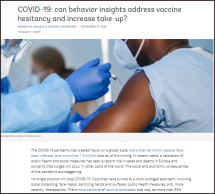 COVID-19: Can Behavior Insights Address Vaccine Hesitancy and Increase Take-up?