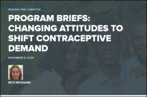 Program Briefs: Changing Attitudes to Shift Contraceptive Demand