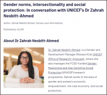 Gender Norms, Intersectionality and Social Protection: In Conversation with UNICEF’s Dr Zahrah Nesbitt-Ahmed