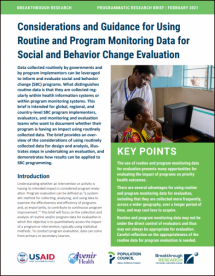 Using Routinely Collected Data for Monitoring and Evaluating Social and Behavior Change Programs