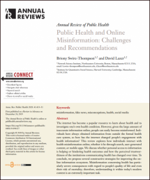 Public Health and Online Misinformation: Challenges and Recommendations