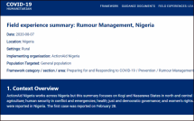 Field Experience Summary: Rumour Management, Nigeria