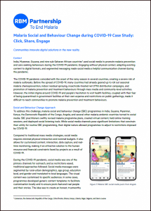 Malaria Social and Behaviour Change during COVID-19 Case Study: Click, Share, Engage