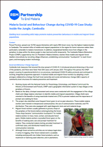 Malaria Social and Behaviour Change during COVID-19 Case Study: Inside the Jungle, Cambodia
