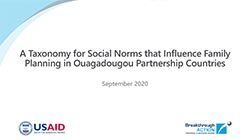 Family Planning Norms Taxonomy: Categories and Sub-Categories