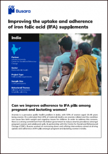 Improving the Uptake and Adherence of Iron Folic Acid Supplements among Pregnant and Lactating Women