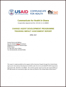 Change Agent Development Programme Training Impact Assessment Report