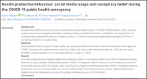 Health-protective Behaviour, Social Media Usage and Conspiracy Belief during the COVID-19 Public Health Emergency