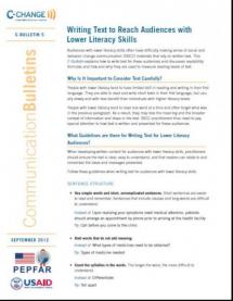 Writing Text to Reach Audiences for Lower Literacy Skills
