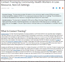 Contact Tracing by Community Health Workers in Low-Resource, Non-US Settings