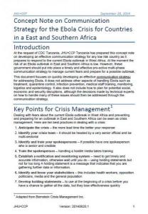 Concept Note on Communication Strategy for the Ebola Crisis for Countries in a East and Southern Africa