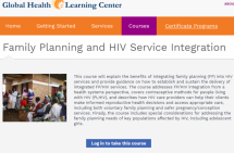 Family Planning and HIV Service Integration E-Learning Course