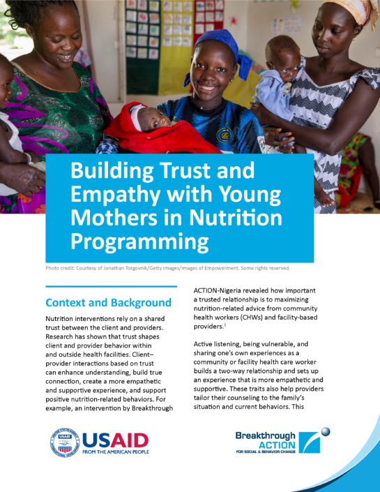 Building Trust and Empathy with Young Mothers in Nutrition Programming