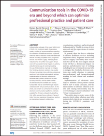 Communication Tools in the COVID-19 Era and Beyond which Can Optimise Professional Practice and Patient Care