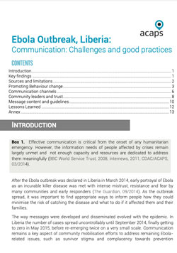 Ebola Outbreak, Liberia: Communication: Challenges and good practices