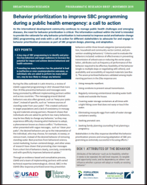 Behavior Prioritization to Improve SBC Programming During a Public Health Emergency: A Call To Action