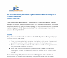 ETC Guidance on the Provision of Digital Communication Technologies in COVID-19 operations