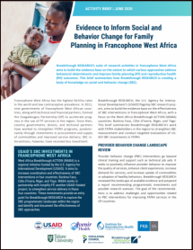 Evidence to Inform Social and Behavior Change for Family Planning in Francophone West Africa