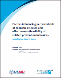 Factors Influencing Perceived Risk of Zoonic Diseases and Effectiveness/feasibility of Related Preventions Behaviors