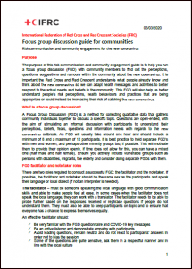 COVID-19 Focus Group Discussion Guide for Communities
