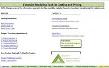 Financial Modeling Tool for Costing and Pricing