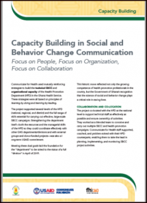 Capacity Building in Social and Behavior Change Communication Focus on People, Focus on Organization, Focus on Collaboration