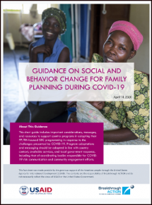 Guidance on Social and Behavior Change for Family Planning During COVID-19