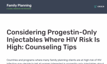 Considering Progestin-Only Injectables Where HIV Risk Is High: Counseling Tips