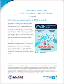 Technical Brief: Handwashing with Soap: A Key Part of the COVID-19 Response