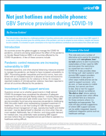 Not Just Hotlines and Mobile Phones: GBV Service Provision during COVID-19