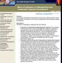 Menu of Indicators on Management and Leadership Capacity Development
