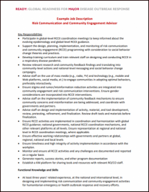 Example Job Description Risk Communication and Community Engagement Advisor