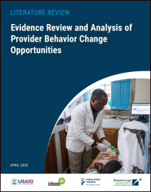 Evidence Review and Analysis of Provider Behavior Change Opportunities: Literature Review