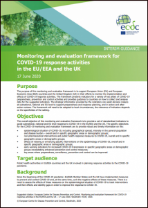 Monitoring and Evaluation Framework for COVID-19 Response Activities in the EU/EEA and the UK