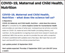 COVID-19, Maternal and Child Health, Nutrition – What Does the Science Tell Us?