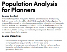 Population Analysis for Planners – Online Course