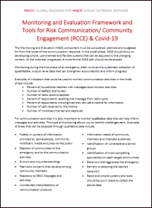 Monitoring and Evaluation Framework and Tools for Risk Communication/ Community Engagement (RCCE) & Covid-19