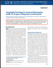 Using Digital Technology for Sexual and Reproductive Health: Are Programs Adequately Considering Risk?