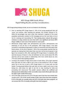 MTV Shuga 3000 South Africa: Rapid Polling Results and Key Considerations