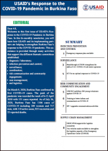 USAID’s Response to the COVID-19 Pandemic in Burkina Faso – Issue 1 / USAID dans la riposte face à la COVID-19 au Burkina Faso
