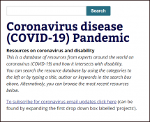 Coronavirus disease (COVID-19) Pandemic Resources on Coronavirus and Disability
