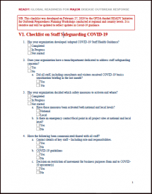 Checklist on Staff Safeguarding COVID-19